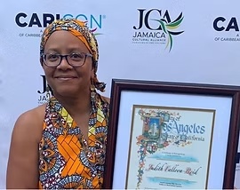 Judith Falloon-Reid receiving recognition from the City of Los Angeles